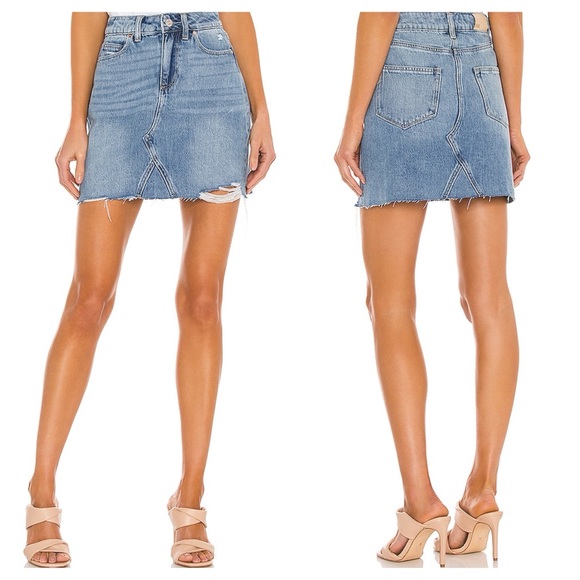 PAIGE Dresses & Skirts - Paige Aideen Distressed Denim Mini Skirt Sz 26